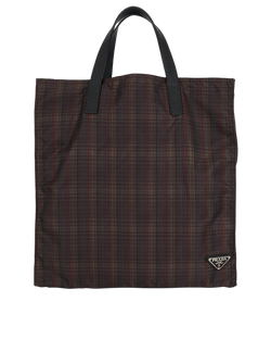 Striped Shopping Tote, Nylon, Brown, 173, 2*